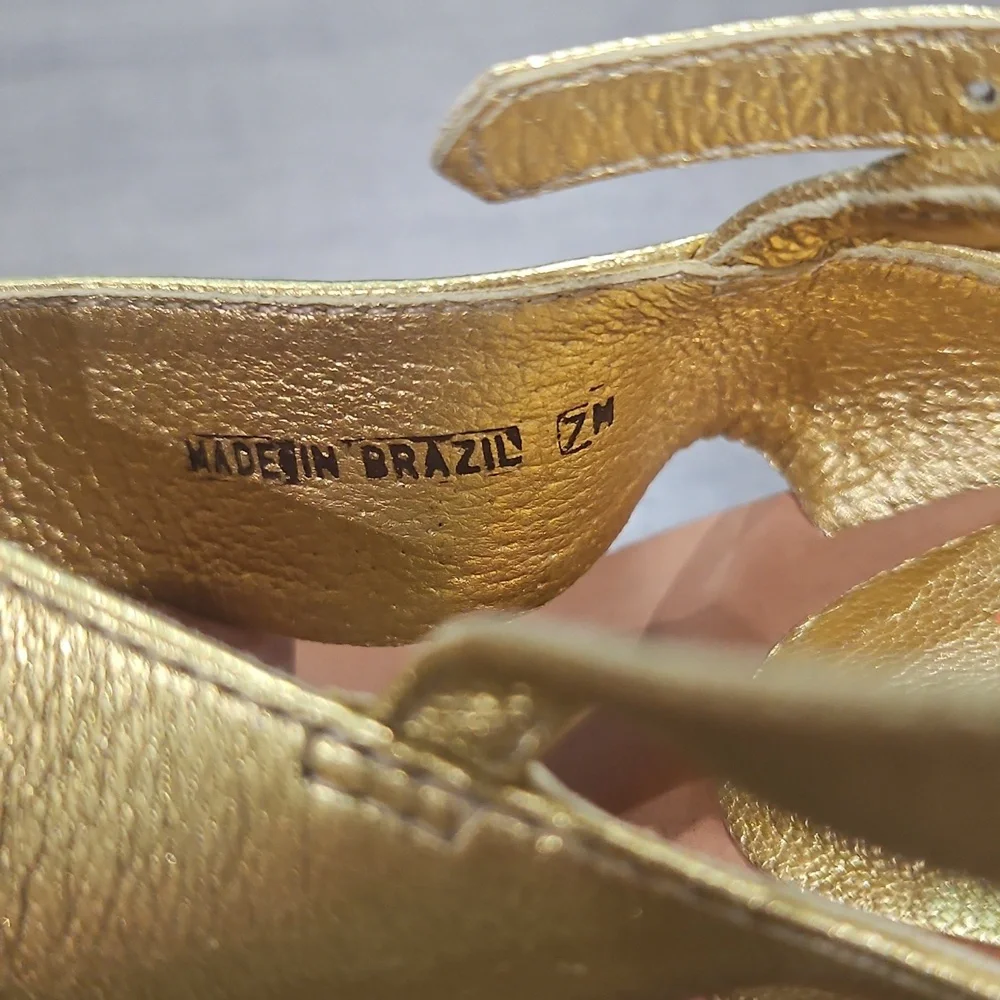 Kors Michael Kors Gold Thing Green Fish Embellishments Size 7M Sandals - Picture 9 of 14